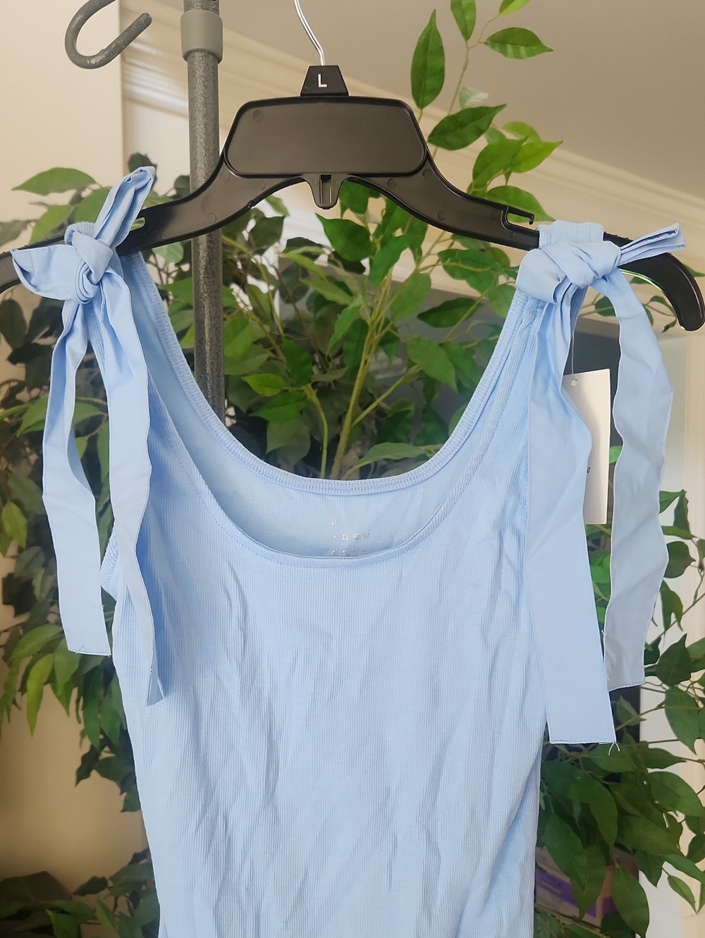 Sky Blue Ribbon-Tied Strap Tank Top. Light SKY Cornflower Blue TOP.  NEW/NWT!